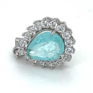 Paraiba Tourmaline 2.06ct White Gold Silver Pendan